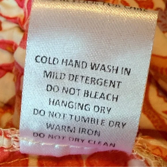 Olivaceous boho print orange wide leg pull up elastic waist cotton pants, sz S - Picture 11 of 11